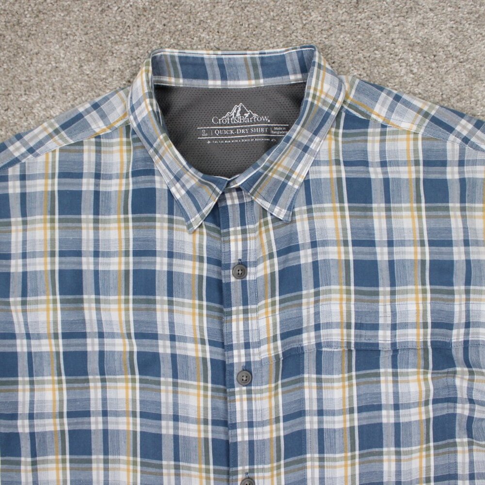 Croft & Barrow Quick Dry Shirt Mens Large Blue/Yellow Poly/Cotton‎ S/S Button Up - Picture 5 of 12